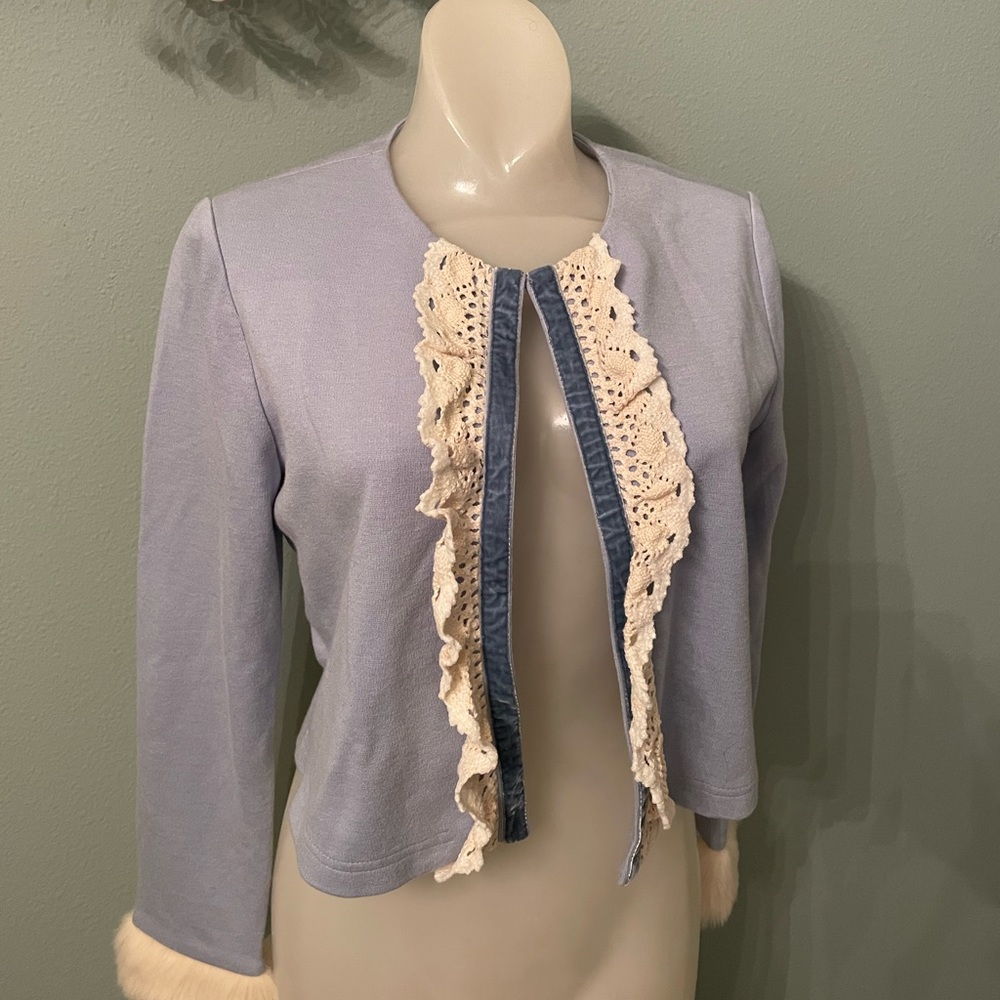 Viola per Donna blue wool cardigan